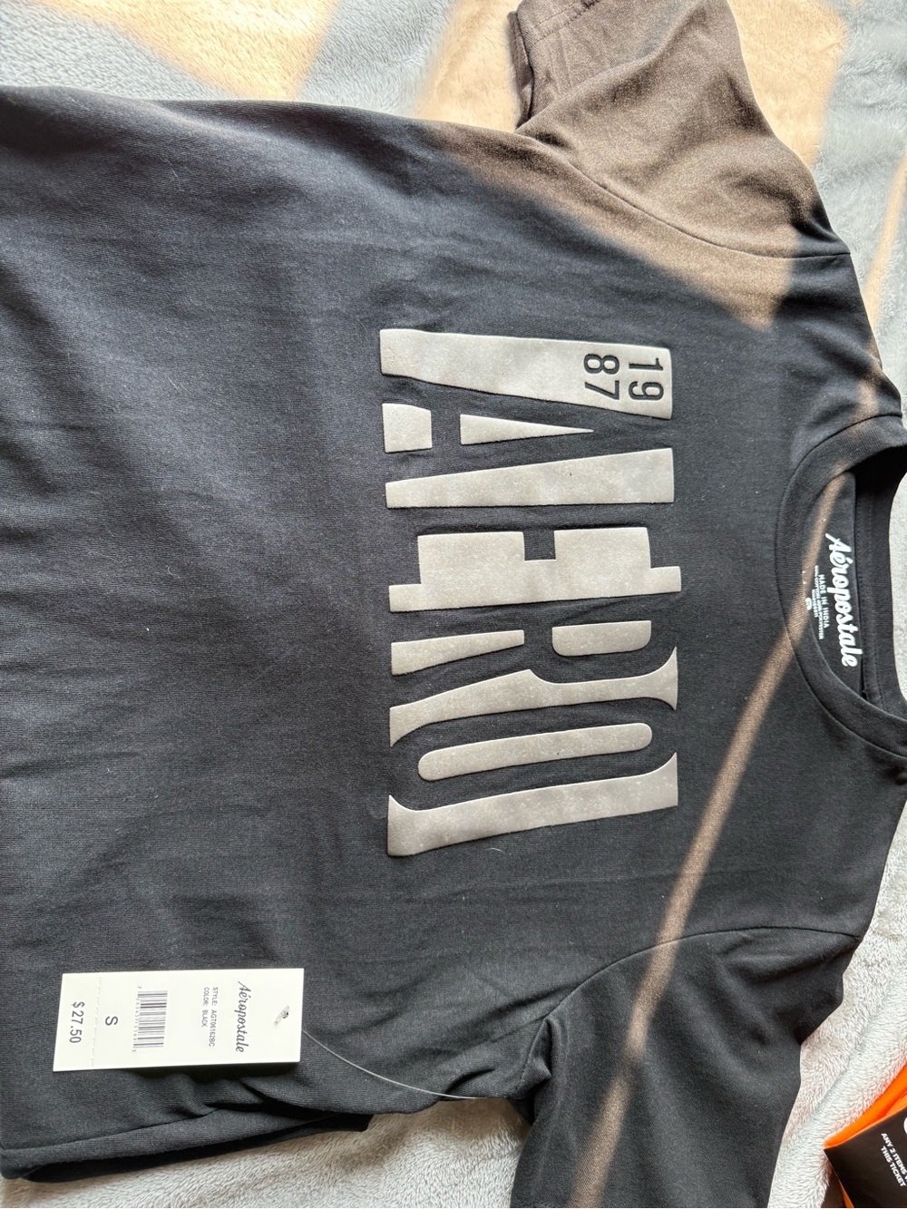 Aeropostale Black Short Sleeve Tee with Large AERO Print